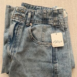 Free People Women’s Aster Light Wash High Rise Straight Denim Jeans